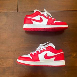 Air Jordan One Low - University Red - Size 6.5 Youth/Men and Size 8 Womens.